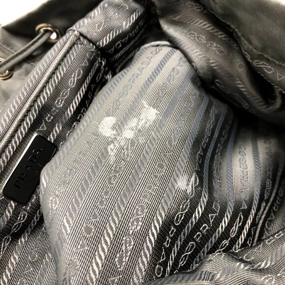 PRADA BZ0032 Triangle logo bag Backpack Leather gray/SilverHardware - Picture 2 of 9